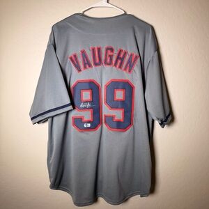 CHARLIE SHEEN signed custom Rick Vaughn “WildThing” indians jersey w beckett coa